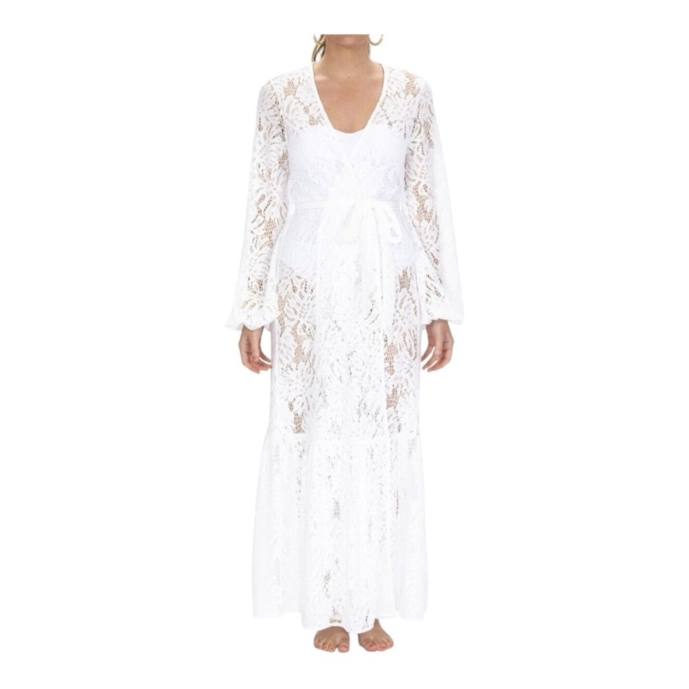 Lilly Pulitzer Adela Maxi Coverup - Resort White Paradise Found Lace - XS - Picture 3 of 6